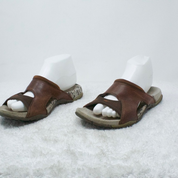 Merrell Pesaro Brown Leather Sandals Slide Size 8 - Picture 3 of 8